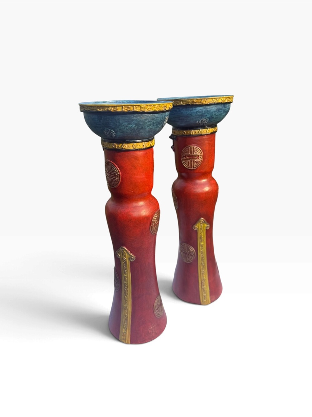 Bohemian Red and Blue Accent Candle Holders- Brand: Hobby Lobby